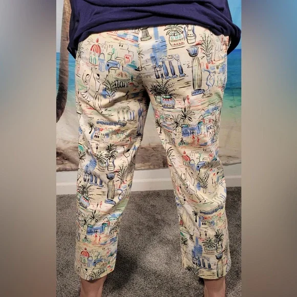 2 for $20 ⚜️ Exofficio Vacation Art Pattern Women’s Cropped Pants Size 6 - Picture 4 of 6